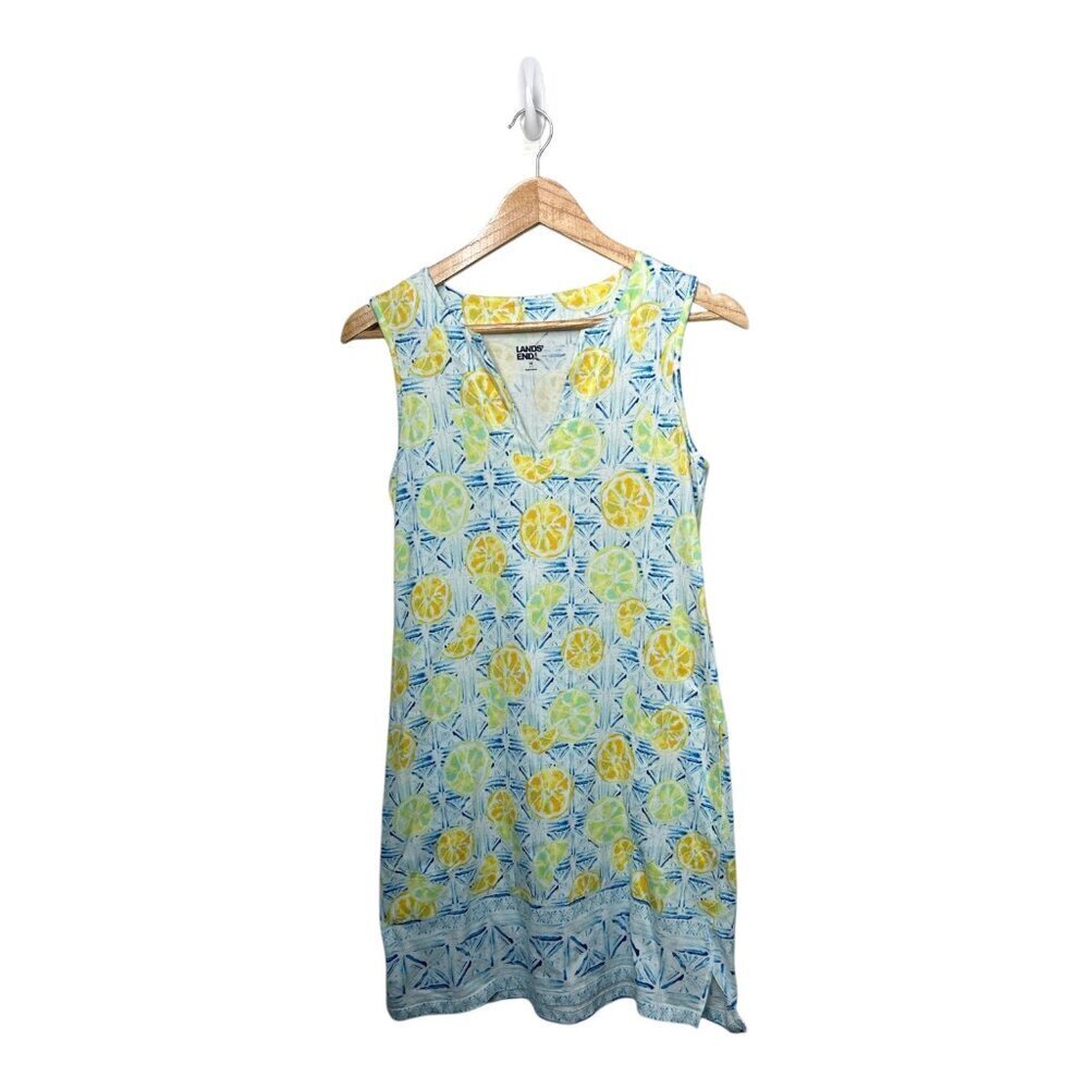 Lands End's Women Cotton Jersey Summer Dress Adorned with Lemons | Sz‎ XS Picnic